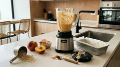 ¿Duraznos muy maduros? El budín en licuadora que queda húmedo sin azúcar añadida